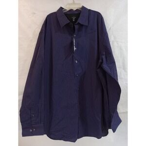 Mens Big & Tall 2X Large Button Down Shirt Night Stripes Purple English Lav